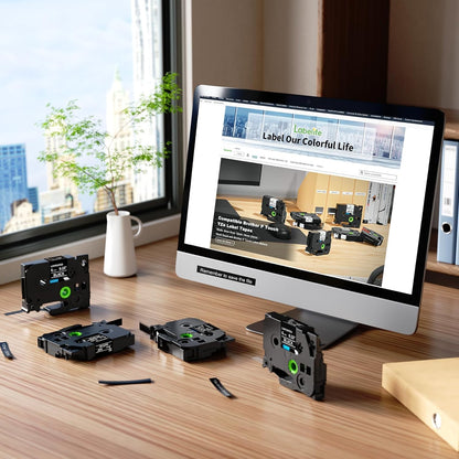 Labelife Black Label Tape 6mm Replace for Brother P Touch TZe-315 TZe TZ Tape 6mm 0.23 Laminated Black 1/4 for Brother Label Maker PT-D210 PT-D220 PT-H110 PT-D400, 4-Pack, White on Black