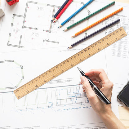 144 Packs Wooden Rulers, 12 Inch Double Sided Wood School Ruler for Home, Student, Office Use, 2 Scale,by,GNIEMCKIN