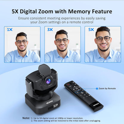Zoom Certified, NexiGo N990 (Gen 2) 4K PTZ Webcam, Video Conference Camera System with 5X Digital Zoom, Sony_Starvis Sensor, Position Preset, Dual Stereo Mics, 3.5mm Audio Jacks for External Mics