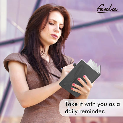 feela 24 Pack Journal Notebook for Work, Business Notebook Bulk Hardcover Lined Writing Journal with Pen Holder for Men Women Note Taking, with 24 Black Pens, 120 GSM, 5.1”x8.3”, A5, Gray