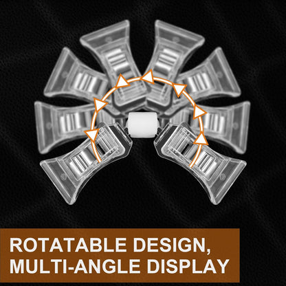 50 Pieces Double Sided Sign Clip, Clear Retail Merchandising Signs Display Tags, Plastic Sign Holder Rotatable Pop Clip-on Promotion Clips Stand for Label, Basket, Business Cards