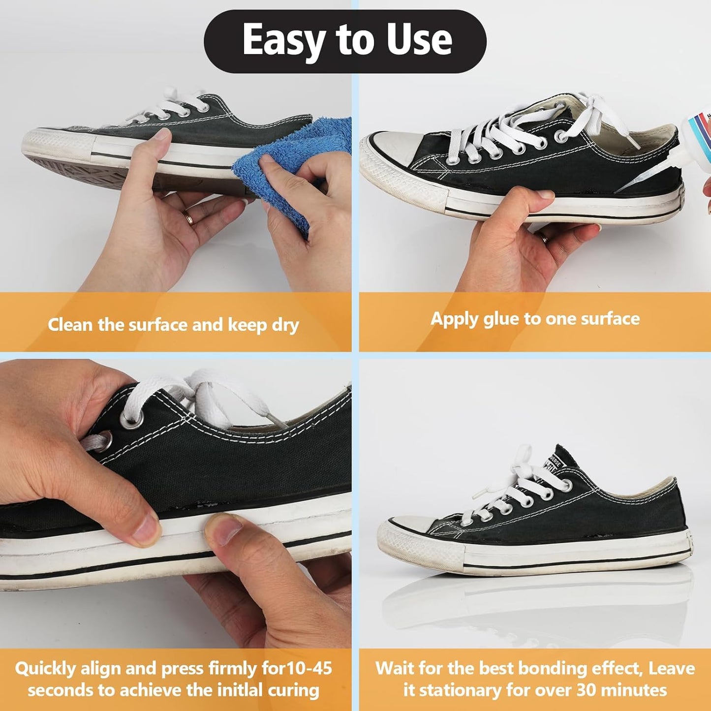 Super Glue for Shoe with Anti Clog Cap.6 X 1 Fl Oz,Ca Glue - Clear Shoe Glue Sole Repair,Waterproof Sneaker Glues for Rubber Soles,Boot,Leather, Heels,Tennis,Strong Boot Fix,Insole Adhesive