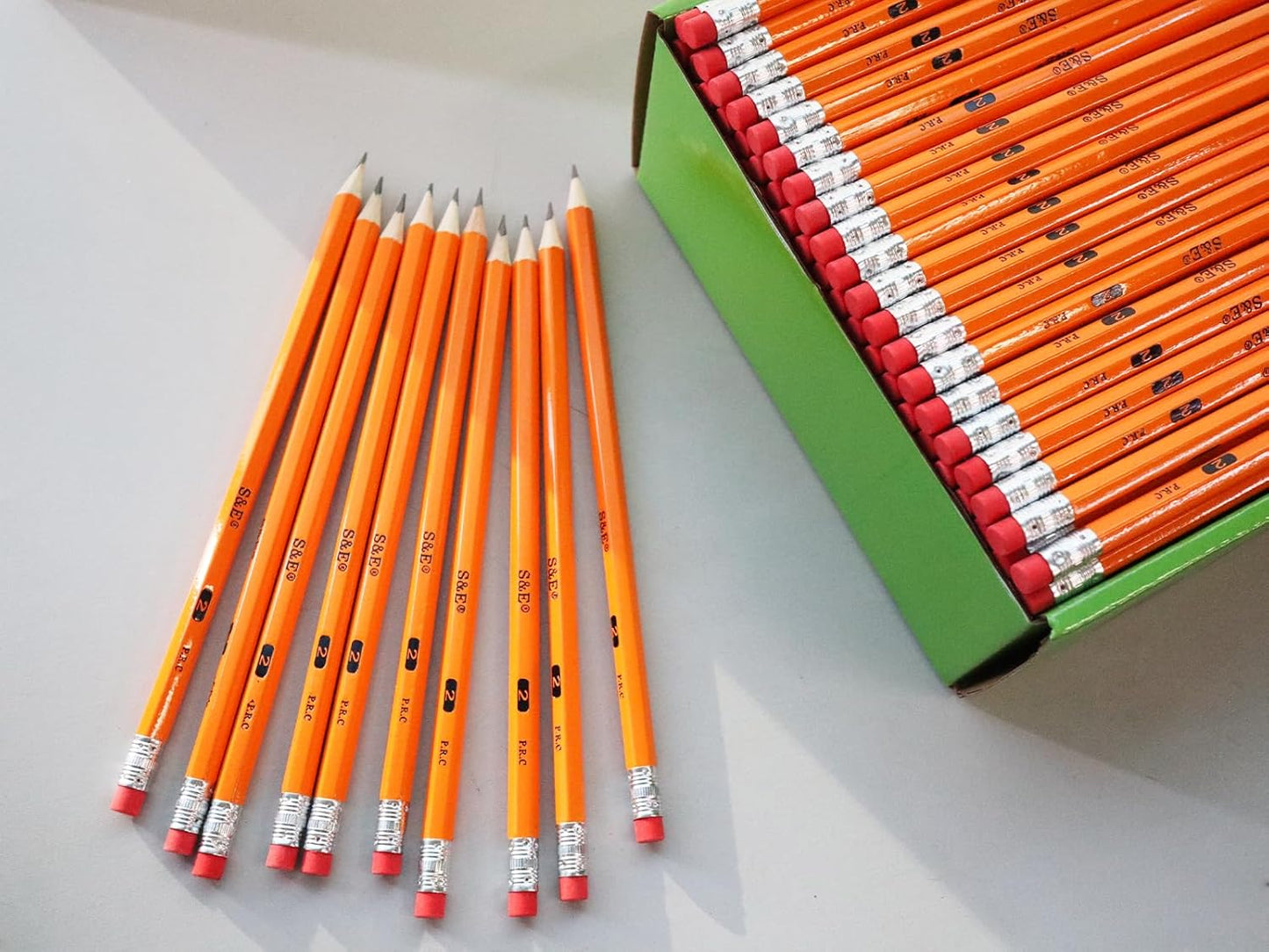 S & E TEACHER'S EDITION Woodcased #2 Pencils, Pre-sharpened, HB Lead Bulk Box, Pencils No. 2, Yellow, with Erasers, Back to school, 200 Pcs
