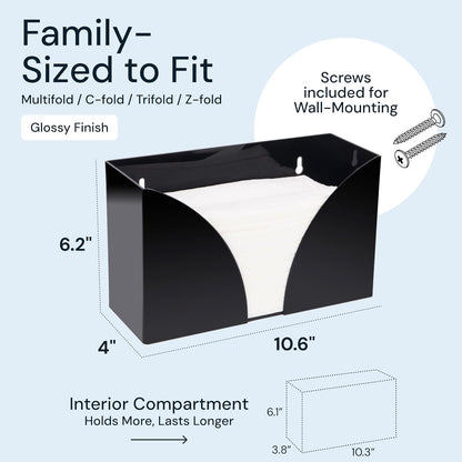 Acrylic Countertop Paper Towel Holder Dispenser - 1-Pack, Black, Rectangular - Napkin Holder & Rectangle Tissue Box Cover - Bathroom Accessories, Organizers & Storage