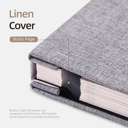 Vienrose Photo Album Self Adhesive 4x6 5x7 3x5 8x10 10x12 Scrapbook Album DIY Scrap Book with A Metallic Pen (13"x12.6" 60 Pages, Grey)