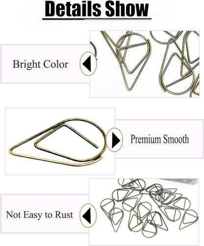 200 Pcs Teardrop Paper Clips Bulk,Stainless Steel Rust-Resistant Paperclips for Wedding Invitations, 3X Stronger Hold with Mirror Polish (Copper+Bronze, 1inch)