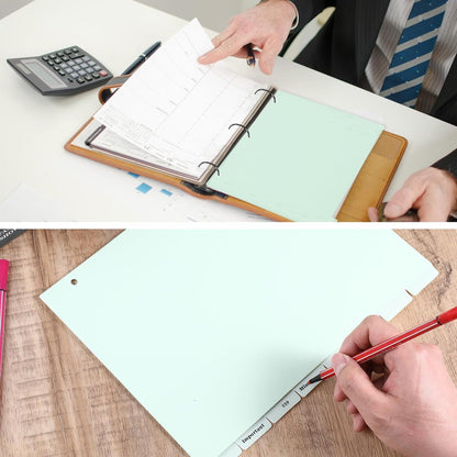 3 Ring Green Binder Dividers with 8-Tabs, A4 Binder Dividers, Sturdy Plastic Divider, Suitable for Notebooks and Binders, Tabs for Binder, 3 Hole Punch (Green,A4)