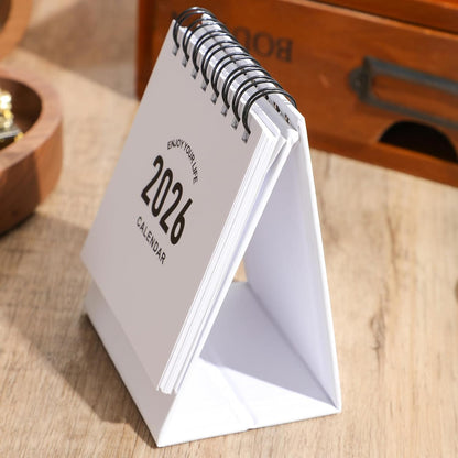 Mini Desk Calendar 2025-2026 - Small Desk Calendar Runs from July 2025 to Dec 2026, Monthly Calendar 250gsm Thick Paper Twin-Wire Binding with Stickers for Home Office School (Mini white)
