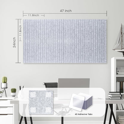 Large Cork Board for Office, 8 Pack Felt Wall Tiles with Slat Wall Paneling, Felt Bulletin Board Pin Board Cork Boards for Walls - Silver Gray