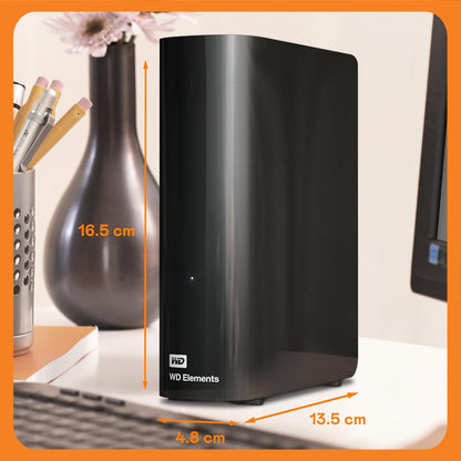 WD 24TB Elements Desktop External Hard Drive for Plug-and-Play Storage, USB 3.2 Gen1 - WDBWLG0240HBK-NESN