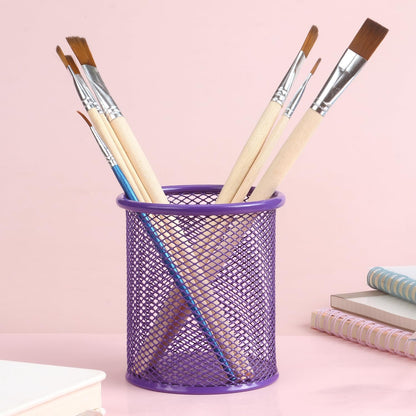 Tamaki Pen Holder Cup for Desk, Desk Organizer Wire Mesh Pencil Cup Holder for Desk Office Pen Organizer (Purple)