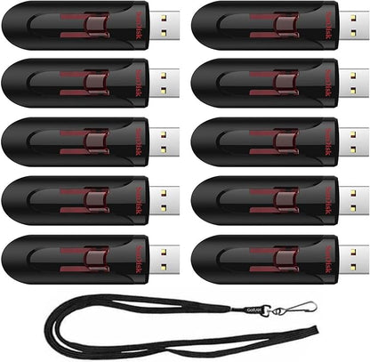 SanDisk 256GB (10 Pack) Cruzer Glide USB 3.0 Flash Drive SDCZ600-256G Bundle with (1) GoRAM Black Lanyard (256GB, 10 Pack)