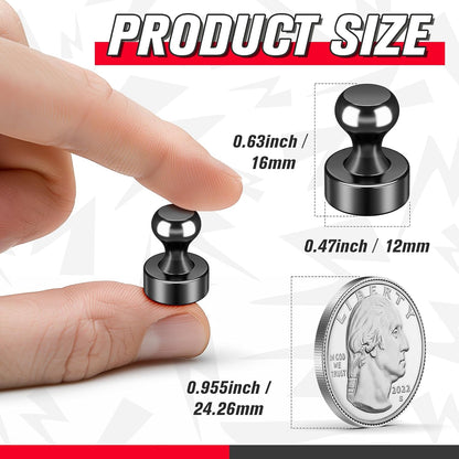 FINDMAG 28Pcs Black Fridge Magnets, Strong Magnets for Refrigerator, Magnetic Push Pins for Whiteboard, Pictures, Kitchen, Office