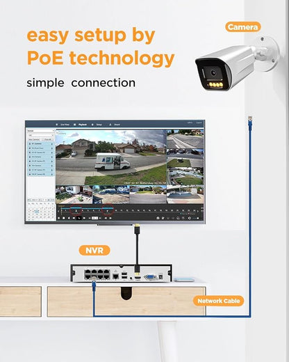 NVR Security Camera System 5MP, 6X 5MP Wired Security IP Bullet PoE Camera with Human Detection, 2 Way Audio, Smart Dual Light Full Color Night Vision, 4K 8CH NVR 2TB HDD, PB65A0608-5MD