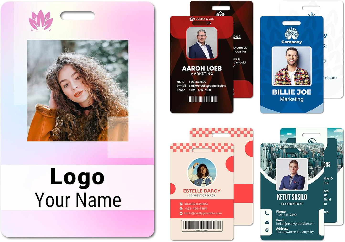Custom Id Badge Custom Id Card Identification Badges Customizable Personalized Name Badge Customize Name Tag Photo Logo Employee Work Office Volunteer Customized Personal (Vertical-1)
