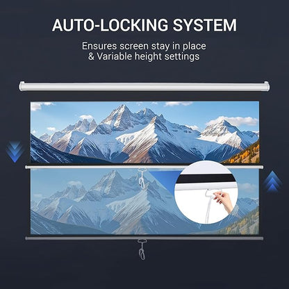 ZENY Portable Projector Screen Pull Down, 100 Inch 16:10 Video Projection Screen Home Theater, Retractable Projector Screen, Moive Screen Indoor Outdoor, Wall Mount (100'' 16:10 White)