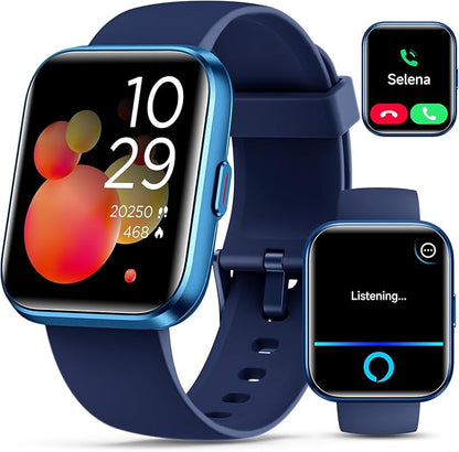 Smartwatch for Women/Men, Compatible with Android & iPhone, 1.8'' Fitness Tracker Watch with Alexa, Call & Notification Alerts, Heart Rate & Sleep Monitor, 120 Sports Modes, Waterproof Smart Watch