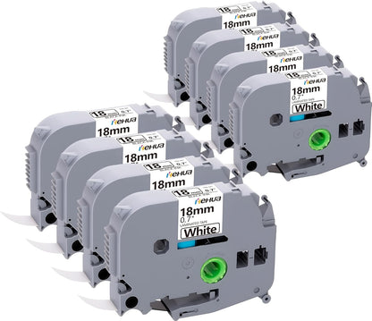 Hehua Compatible 8PK TZe TZ Tape 18mm 0.7 Laminated White Label Replacement for Brother Label Maker Tape TZe-241 TZe241 TZ-241 for P Touch PTD400 PTD600 PTP750W PT1880, 3/4 X 26.2ft, Black on White