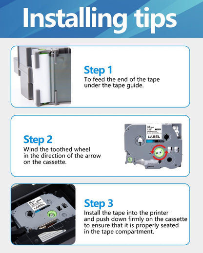 Weemay Compatible 3 Pack TZe-261 Replacement for Brother P-Touch Label Tape 36mm 1.4 Inch Laminated White TZe TZ Tape TZ-261 TZ261 TZe261 for Ptouch PT 3600 530 Printer, 1.4" x 26.2'