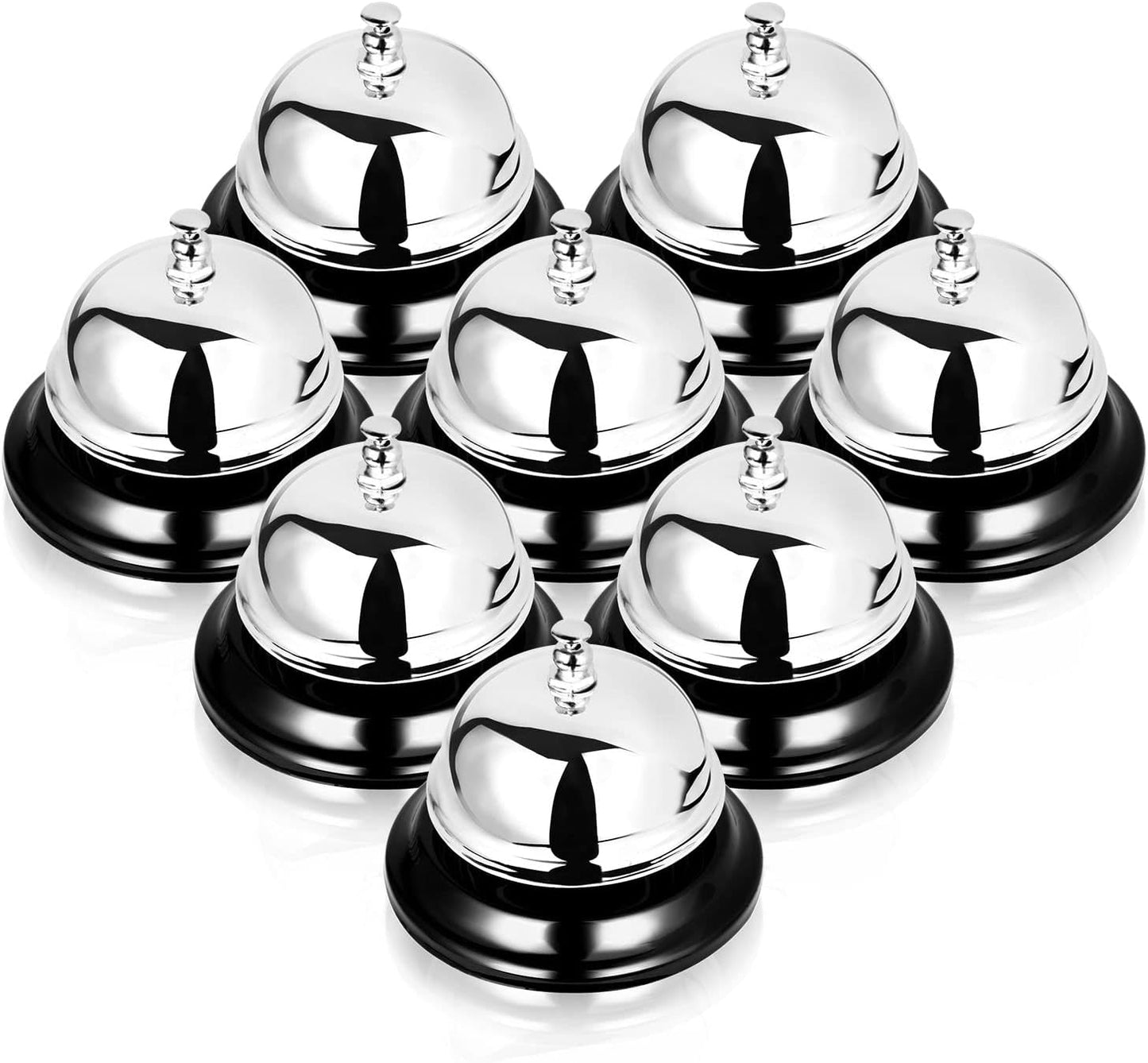 8PCS Metal Call Bell, Silver, 3.5 Inch Diameter, Restaurant, Hotel, Office, Pet Dog Training