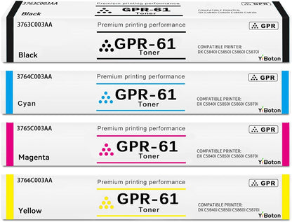 High Yield GPR61 GPR-61 Toner Cartridge Compatible for Canon ImageRunner Advance DX C5840i C5850i C5860i C5870i Printer.(3763C003AA 3764C003AA 3765C003AA 3766C003AA)