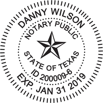 Round Notary Stamp for State of Texas- Self Inking Stamp - Top Brand Unit with Bottom Locking Cover for Longer Lasting Stamp - 5 Year Warranty