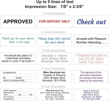 Large Size Custom Self-Inking Stamp Customized Return Address Stamp - Up to 5 Lines of Text Choose from Many Fonts & Ink Colors
