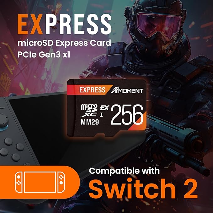 MMOMENT 256GB Micro SD Express Card for Nintendo Switch 2, Micro SD Card, EX450, PCIe gen3x1, Up to 880MB/s Read and 650MB/s Write Speed, Gaming Memory Card (MM29)