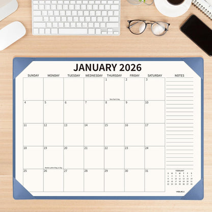 Desk Calendar 2025-2026 Large 22x17, July 2025-December 2026, 18 Months Big Desk Pad Calendar with Desktop Mat and Plastic Cover for Home Office School Planning, Blue