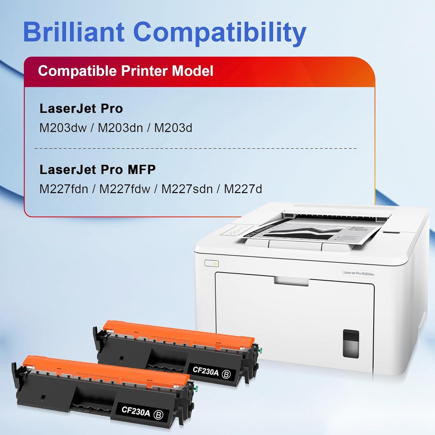 Toner Kingdom 30A CF230A Toner Cartridge Replacement for HP 30A Black Toner Cartridge 30X CF230X for HP Laserjet Pro MFP M227fdw M203dw M227fdn M227sdn M227 M203dn M203d M203 Printer (2 Black)