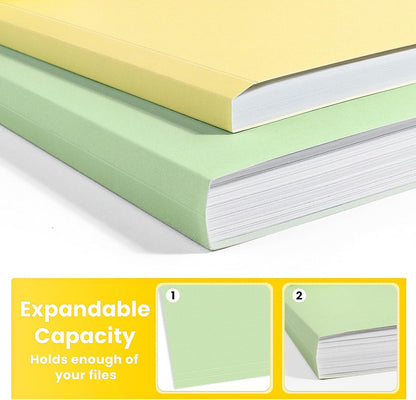 SUNEE File Folders, 100 Pack Manilla Folders 8.5 x 11, 10 Colors Folder Office Organization Home School Folders for Documents Files Paper