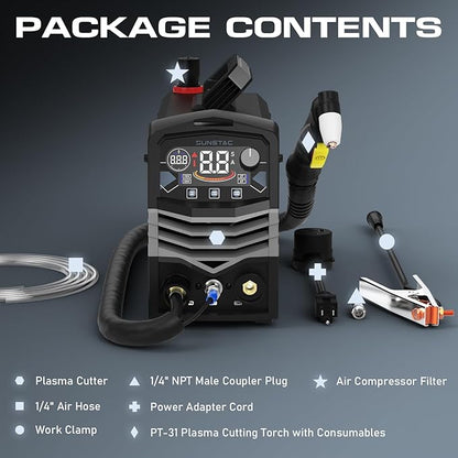 50A Plasma Cutter, Large LCD Display High Frequency Cutting Machine with 110/220V Dual Voltage IGBT Inverter 5/8 Inch Max Cut 2T/4T Mode, Professional & Beginners DIY