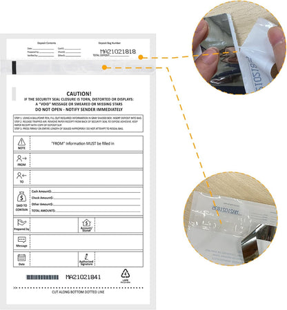 Deposit Bags Security Pocket Bank 6 Inch x 9 Inch (White, 500 Pack)