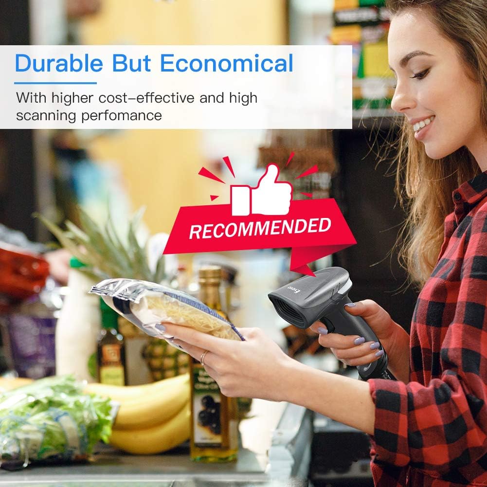 Eyoyo USB QR 2D Barcode Scanner, Handheld Wired Bar Code Reader PDF417 Data Matrix for Mobile Payment, Pos System, Supermarket Inventory Management, Plug and Play, Extra Long USB Cable