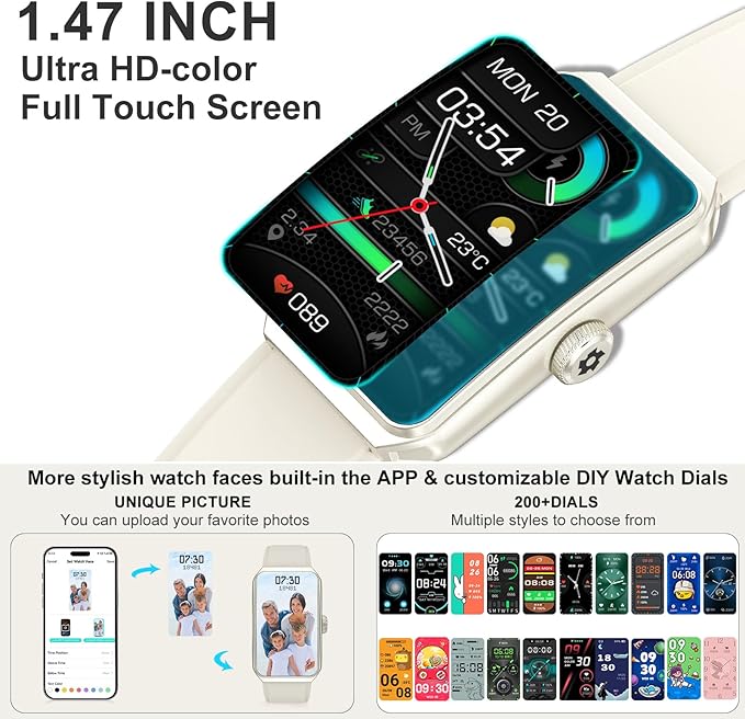 Fitness Tracker with Heart Rate/Blood Oxygen/Sleep Monitor, Smart Watches for Women Men, 100+ Sports Modes, Activity Step Trackers Smart Watch for Android iOS Phones