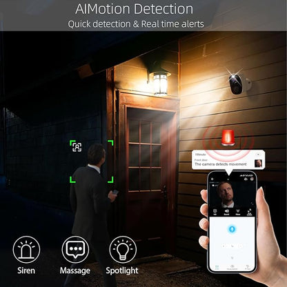 3pcs Solar Security Camera Wireless Outdoor, 2K WiFi Outdoor Camera for Home Security with Solar Panel, 24/7 Recording,AI Motion Detection,Color Night Vision, IP65 Waterproof, 2 Way Audio,SD/Cloud