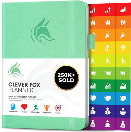 Clever Fox Planner – Undated Weekly & Monthly Planner for Productivity, Time Management & Goals – Organizer Journal – A5 (Mint Green)