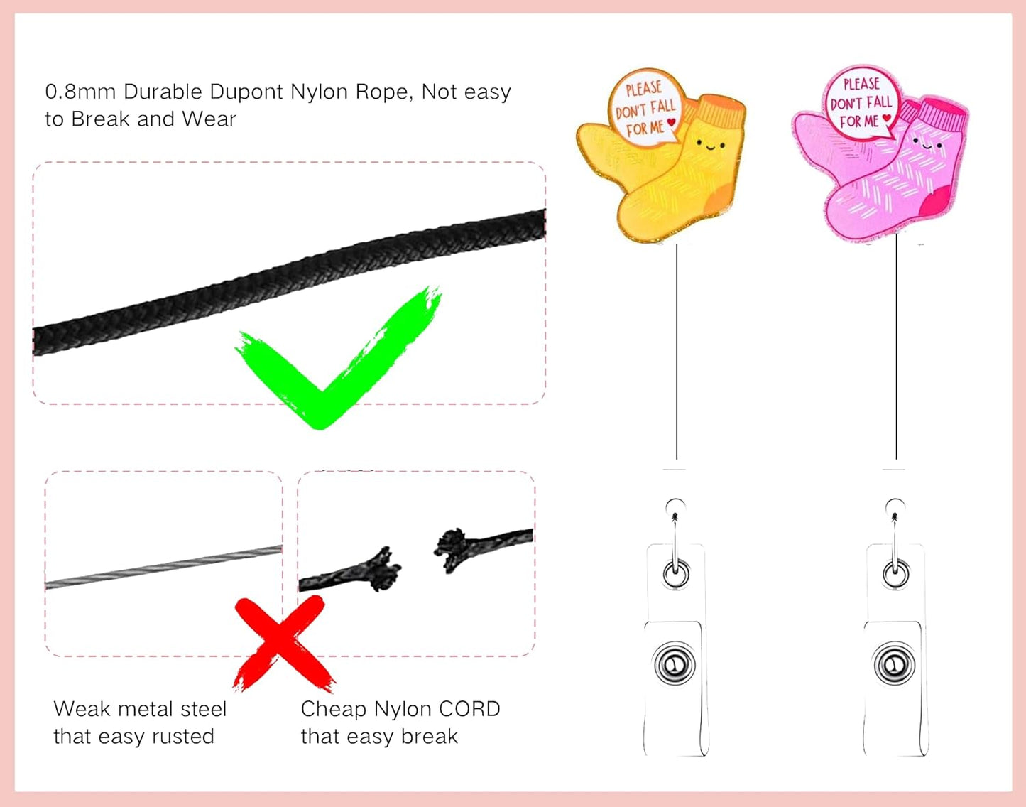 2Pcs Don’t Fall for Me Badge Reel with ID Clip Holder Retractable for Nurse Nursing Name Tag Card Cute Funny Cow Accessories with Alligator Medical Assistant MA CNA RN ER Office Student Work Hospital