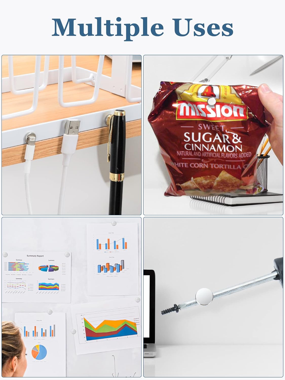 SMARTAKE 100 Pcs Refrigerator Magnets, 10x2.3mm Small Round Fridge Magnet, Multi-Use Premium Neodymium Office Magnets for Fridge, Whiteboard, Billboard in Home, Kitchen, Office and School (Silver)