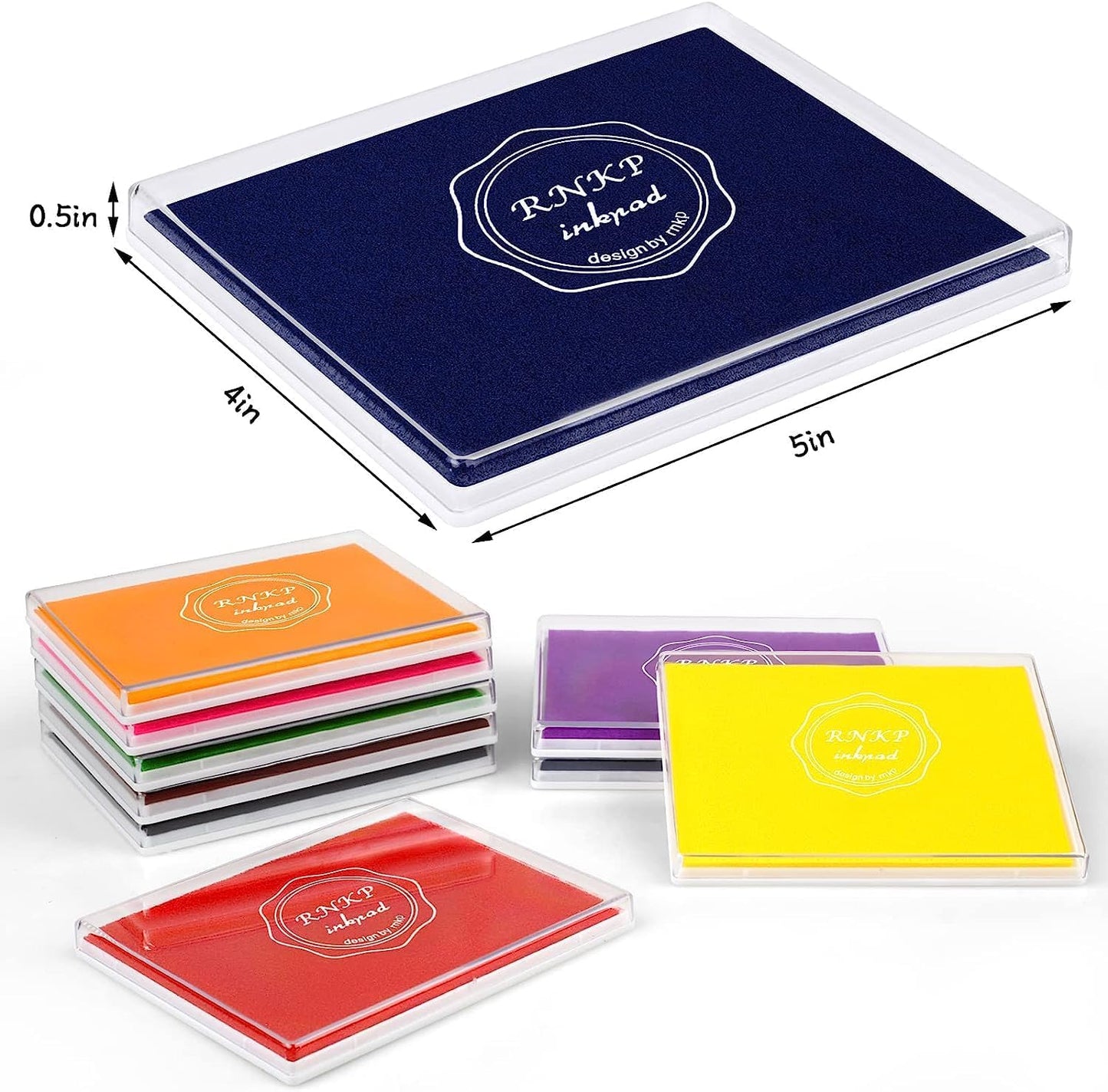 MOYBMG Large Blue Permanent Ink Pad for Rubber Stamps, 5x4 Inch, Kids Non-Toxic Safe Ink Pad, Paper Wood Fabric