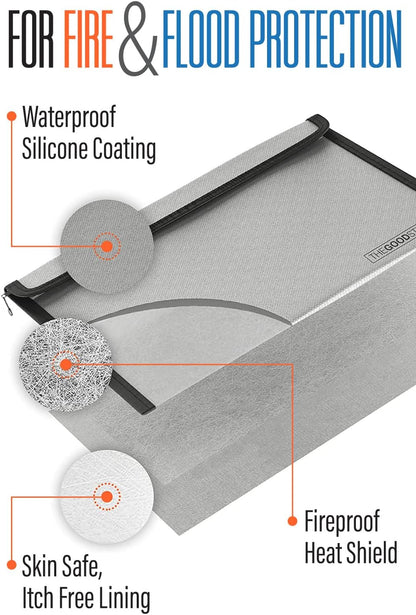 Fireproof Document Bag Envelope Size: 8" x 5" [2000°F UL Certified] Fireproof Cash Bags with Zipper Small Water and Fire Resistant Money Bag for Cash Storage, Fireproof Bags for Cash Fire Proof