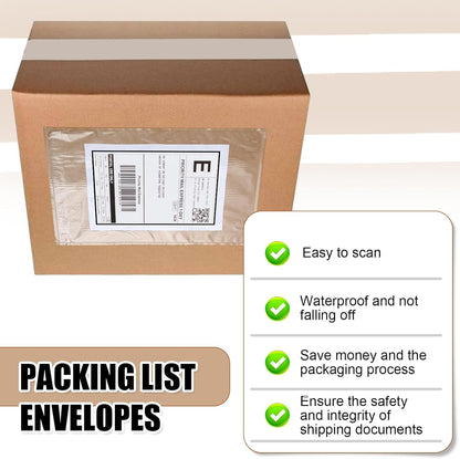 Cholemy 400 Pcs 9.5 x 12 in Clear Packing List Envelopes Shipping Pouches Mailing Shipping Label Sleeves Clear Adhesive Pockets Protectors Slip Envelope Pouches Holders Cover Enclosed Bag for Packing