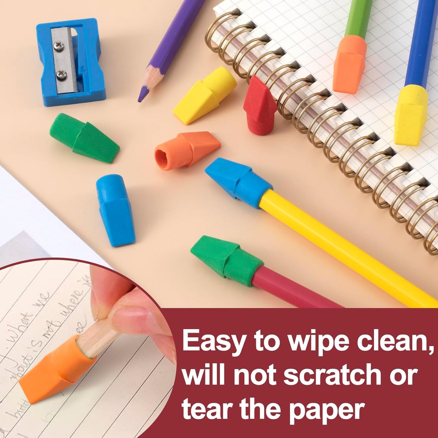 12 Pack Random Color Pencil Top Erasers, Halloween Pencil Topper Erasers, Fun Pencil Cap Erasers Bulks, School Supplies for School, Office, Classroom, Kid, Adults Painting Drawing