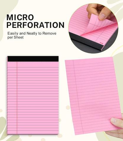 Small Legal Pads 5x8 Colored, Note Pads 5x8, 24 Pack Perforated Pink Legal Pad College Ruled, 30 Sheet/Pad, Lined Paper Pads 5x8 Notebook Pad, Mini Purple Legal Pads 5x8 for Study, Office, Home