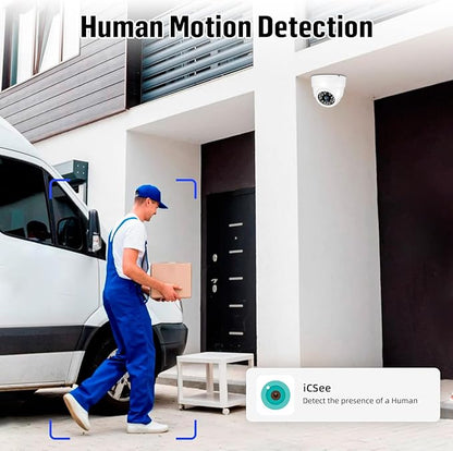 Fuers 8CH H.265+ Surveillance Security Camera System with AI Human Detection, 2 x 2592TVL 5MP Wired Dome Cameras for Indoor Use, 500G Hard Drive Included,Email Alert