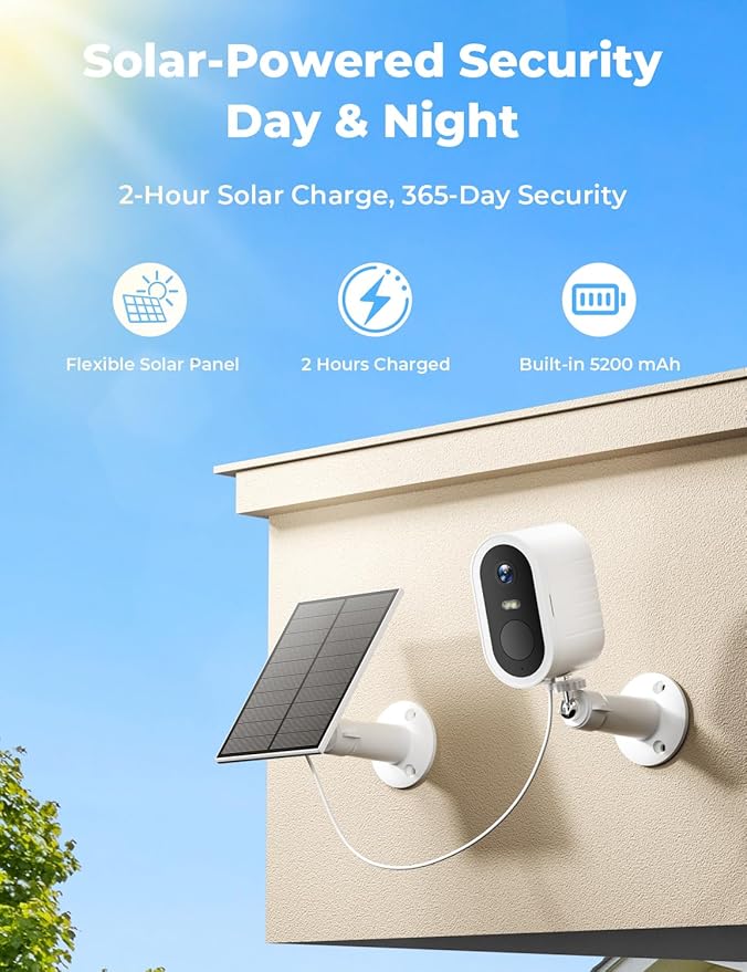 Security Cameras Wireless Outdoor,5G/2.4G WiFi Home Security System with 2-Cams Kit Solar Cameras for Home Security 2K,180-Day Battery,Local Storage & No Subscription 128GB Memory Card