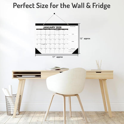 2026-2027 Desk Calendar, 18 Months Desk Calendar Jan 2026 - Jun 2027, 17" × 12" Desktop Calendar with Ruled Blocks, Corner Protectors, Thick Paper for Home Office
