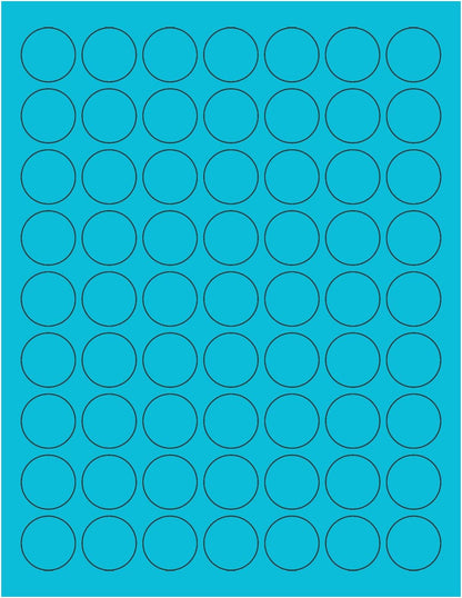 NextDayLabels - 8-1/2 x 11 Neon Color High Light Fluorescent Labels for Laser & Inkjet Printer (Blue Fluorescent, 1" Round - 63 per Page - 1575 Labels)