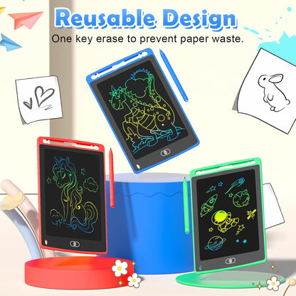 LCD Writing Tablet for Kids, 8.5 Inch Colorful Doodle Board Drawing Tablet, Educational Learning Toys Birthday Gifts for Kids Age 3 4 5 6 7 8 (8 Pack)