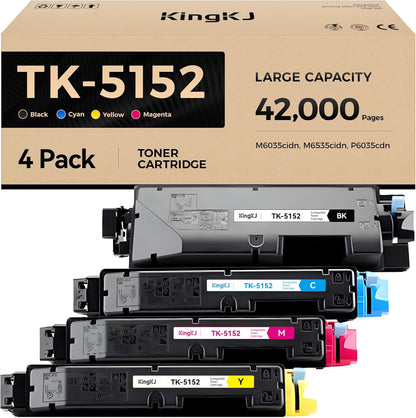 TK-5152 TK5152 Toner Cartridges 4Pack High Yield Replacement for TK-5152K TK-5152C TK-5152M TK-5152Y Compatible with Kyocera ECOSYS M6035cidn M6535cidn P6035cdn Laser Printer Black Cyan Magenta Yellow